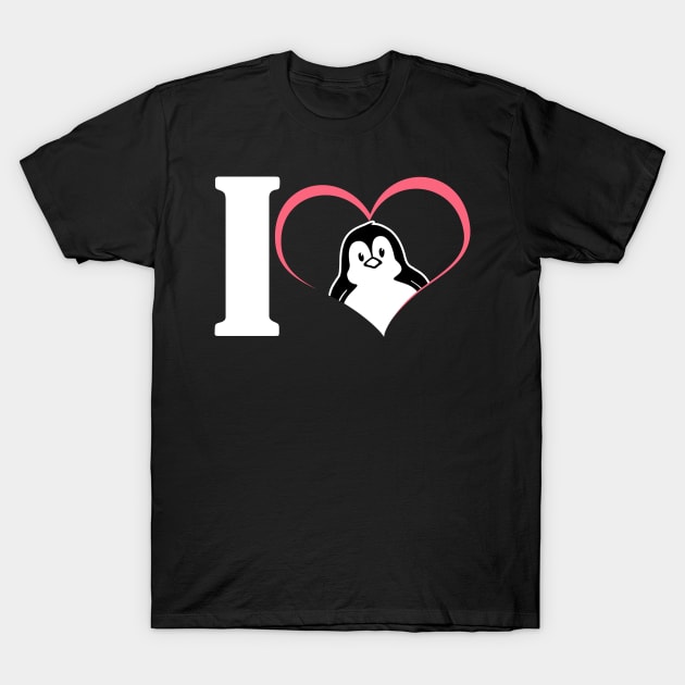 'I Love Penguins' Cute Penguin Seabird Gift T-Shirt by ourwackyhome